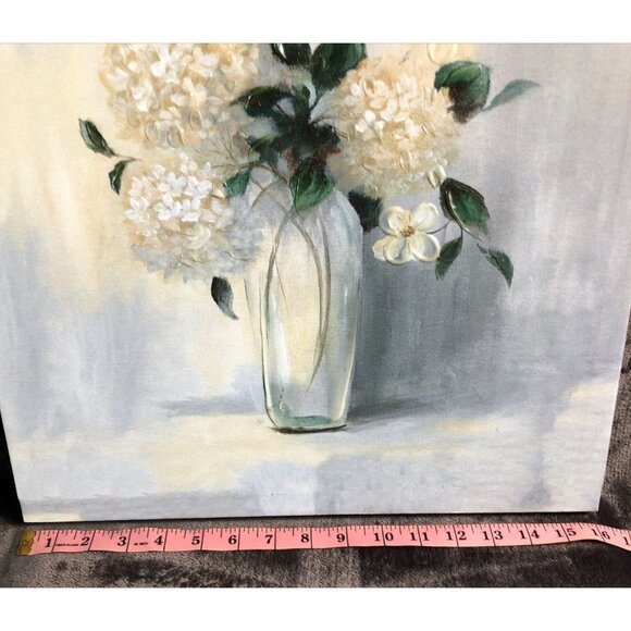 White Floral Canvas Art 12"x12" Vase Of Flowers Modern Home Decor - Picture 8 of 9